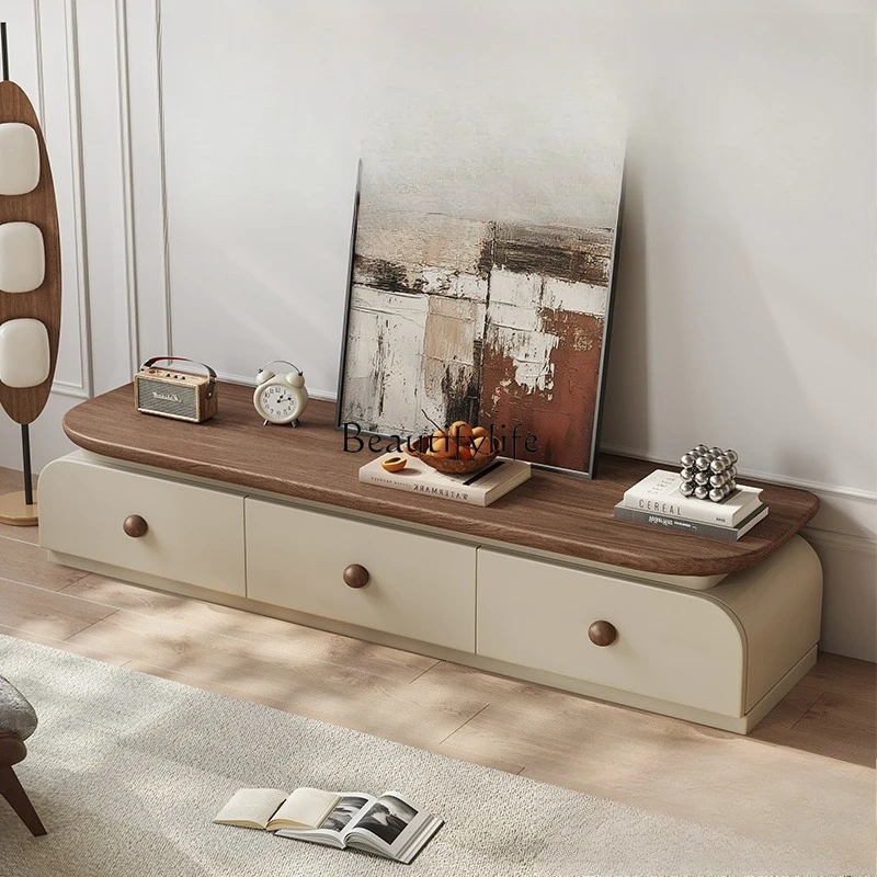 Cream Style Floor-standing TV Cabinet Living Room Home Small Apartment Walnut Color Mid-century Style 
Cream Style Floor-standing TV Cabinet Living Room Home Small Apartment Walnut Color Mid-century Style