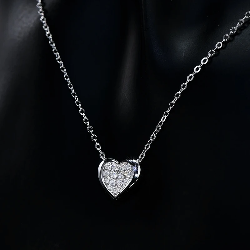 Ожерелье в форме сердца из стерлингового серебра 925 пробы D 0,21 карата с полным муассанитом и бриллиантом, ожерелье для женщин, ювелирные изделия на день рождения, подарок 
Ожерелье в форме сердца из стерлингового серебра 925 пробы D 0,21 карата с полным муассанитом и бриллиантом, ожерелье для женщин, ювелирные изделия на день рождения, подарок