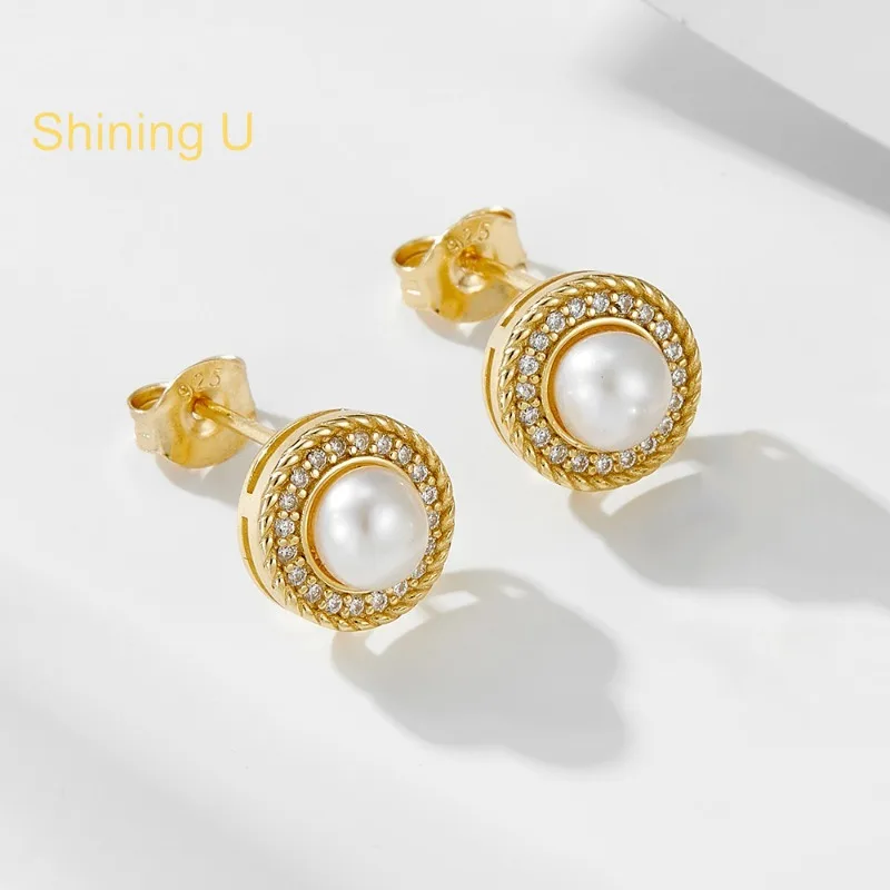 Серьги-гвоздики Shining U из стерлингового серебра 925 пробы с винтажным пресноводным жемчугом для женщин, изысканные ювелирные изделия, на годовщину, весенние
Серьги-гвоздики Shining U из стерлингового серебра 925 пробы с винтажным пресноводным жемчугом для женщин, изысканные ювелирные изделия, на годовщину, весенние