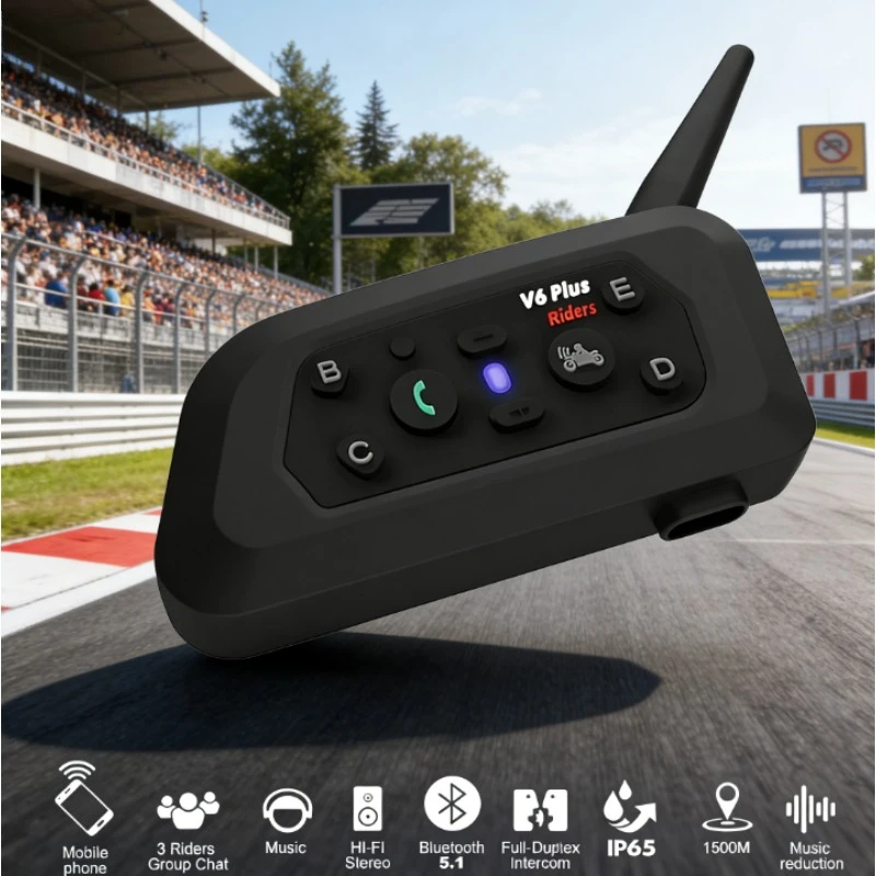 V6 PRO+ BT5.1 Waterproof 6 Riders Motorcycle Helmet Headset Intercom 800m Music Player Wireless Interphone Communication
V6 PRO+ BT5.1 Waterproof 6 Riders Motorcycle Helmet Headset Intercom 800m Music Player Wireless Interphone Communication