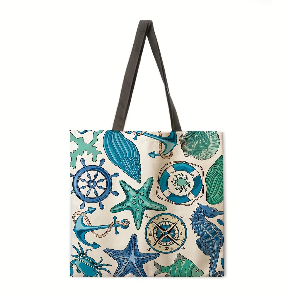 Ocean pattern casual handbag, foldable shopping bag, women's handbag, fashionable beach bag, tote bag
Ocean pattern casual handbag, foldable shopping bag, women's handbag, fashionable beach bag, tote bag