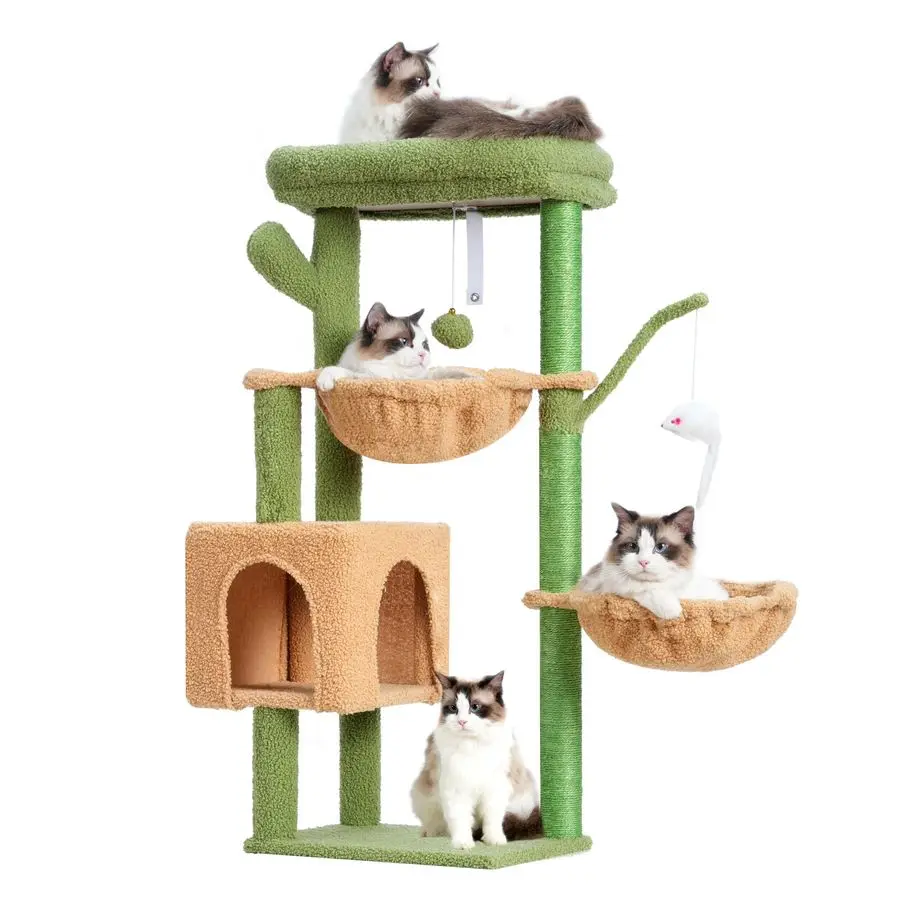 Cat Tree, 39.4 Inches Cactus Tower Condo with Scratching Post, Cat Tower for Indoor Cats, Fully Wrapped Sisal Pole, Soft Platfor
Cat Tree, 39.4 Inches Cactus Tower Condo with Scratching Post, Cat Tower for Indoor Cats, Fully Wrapped Sisal Pole, Soft Platfor