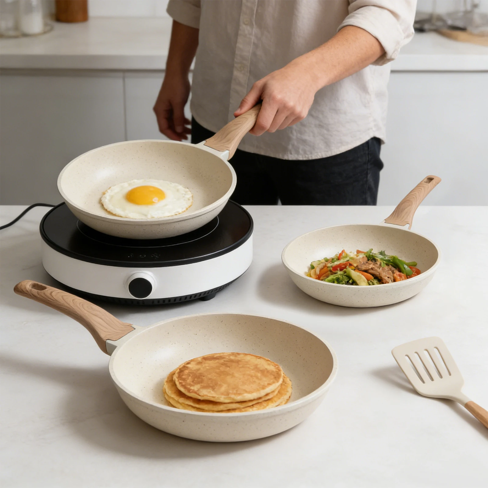 3-piece Off-white Frying Pan Set, 3-Piece Frying Pan 20–24–28 cm, Healthy Cookware Pan
3-piece Off-white Frying Pan Set, 3-Piece Frying Pan 20–24–28 cm, Healthy Cookware Pan