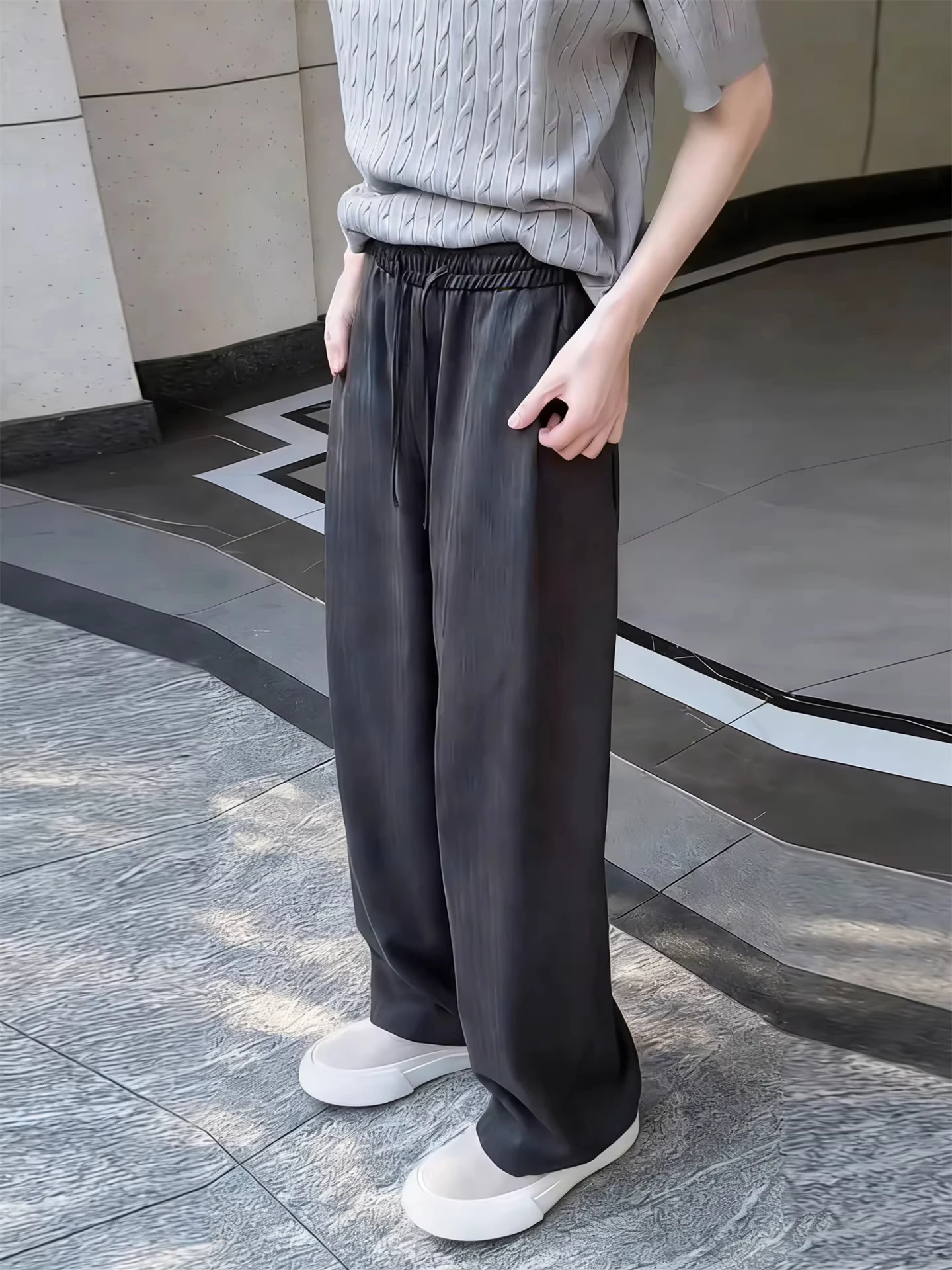 Deep Grey Men's Summer Thin Drapey Loose Casual Pants Vertical Stripes Straight Leg Comfortable Cool Feeling Lightweight Trou...
Deep Grey Men's Summer Thin Drapey Loose Casual Pants Vertical Stripes Straight Leg Comfortable Cool Feeling Lightweight Trou...