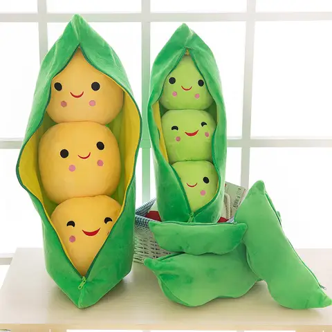 25CM Pea Pod Plush Toy Cute Cartoon Pea Plush Peasecod Stuffed Dolls Toys for Children Christmas Birthday Gift