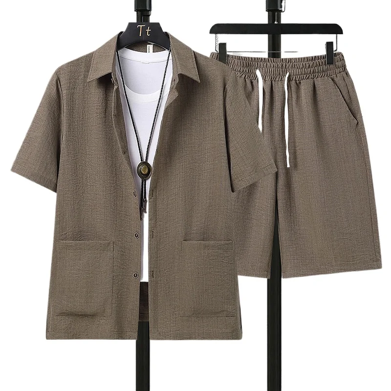 Shirt + 5-Point Pants】Men's Short Sleeve Shirt Set Summer Fashion Solid Color Loose Two Piece Set Simple Versatile Sports Casual
Shirt + 5-Point Pants】Men's Short Sleeve Shirt Set Summer Fashion Solid Color Loose Two Piece Set Simple Versatile Sports Casual