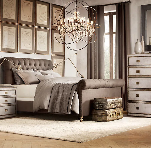 Solid wood villa linen bed
Solid wood villa linen bed