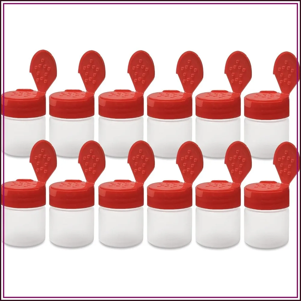 12-Pack 1 oz Plastic Spice Jars with Red Flip & Sift Caps – BPA-Free, Recyclable, Made in USA
12-Pack 1 oz Plastic Spice Jars with Red Flip & Sift Caps – BPA-Free, Recyclable, Made in USA