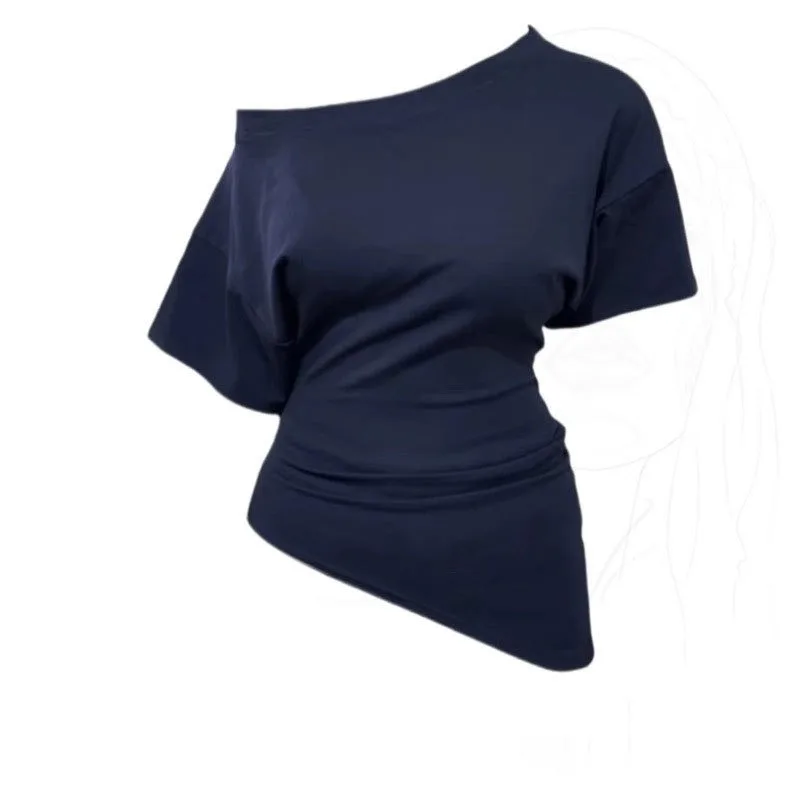 One-word Shoulder Slanted Shoulder Short-sleeved T-shirt Women's Irregular Slim-fit Spice Girl Off-the-shoulder Versatile Top
One-word Shoulder Slanted Shoulder Short-sleeved T-shirt Women's Irregular Slim-fit Spice Girl Off-the-shoulder Versatile Top