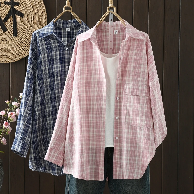 Женская рубашка больших размеров, весенне-осенняя, в клетку, с длинным рукавом, на одной пуговице, свободного кроя, модная верхняя одежда, повседневная, для поездок на работу
Женская рубашка больших размеров, весенне-осенняя, в клетку, с длинным рукавом, на одной пуговице, свободного кроя, модная верхняя одежда, повседневная, для поездок на работу