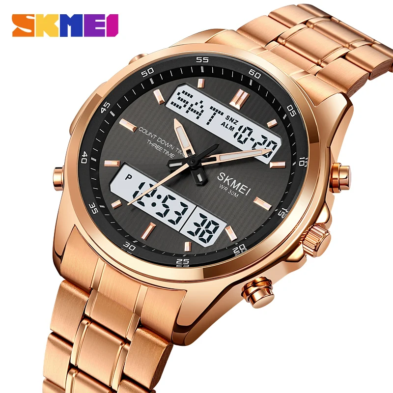 SKMEI Watches for Men Business Stainless Steel Luminous Waterproof Dual Display Male Clock Digital Watches Relogio Masculino
SKMEI Watches for Men Business Stainless Steel Luminous Waterproof Dual Display Male Clock Digital Watches Relogio Masculino