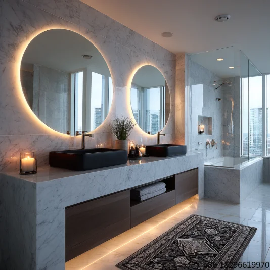 Round LED Smart Bathroom Makeup Vanity
Round LED Smart Bathroom Makeup Vanity