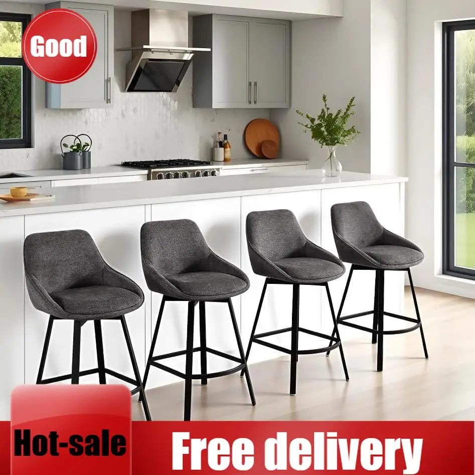 Four Swivel Counter Height Stools Modern Upholstered Barstools with Backs 26 Inch Linen Fabric High Chairs for Island Kitchen Da
Four Swivel Counter Height Stools Modern Upholstered Barstools with Backs 26 Inch Linen Fabric High Chairs for Island Kitchen Da