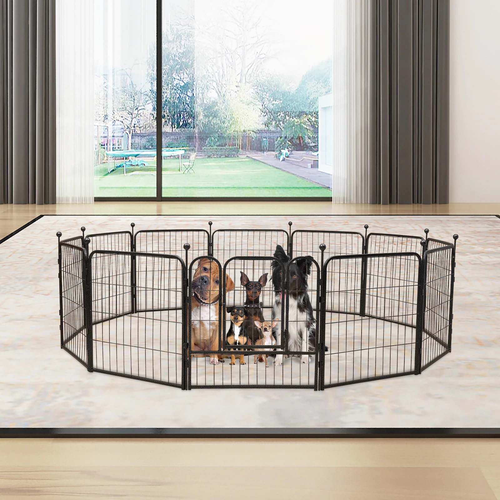 12-Panel Detachable Dog Playpen, Sturdy Iron Pet Fence with Door for Dogs, Rabbits & Small Animals, Collapsible, Anti-Bite Pen 
12-Panel Detachable Dog Playpen, Sturdy Iron Pet Fence with Door for Dogs, Rabbits & Small Animals, Collapsible, Anti-Bite Pen