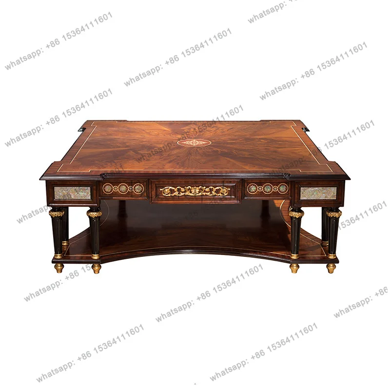 English neoclassical mahogany square coffee table Alexander shell inlaid coffee table furniture
English neoclassical mahogany square coffee table Alexander shell inlaid coffee table furniture