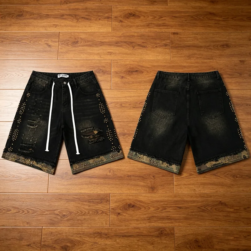 High Street Retro Distressed Vale Denim Shorts High Quality Trendy Worn Out Short Pants Stock
High Street Retro Distressed Vale Denim Shorts High Quality Trendy Worn Out Short Pants Stock