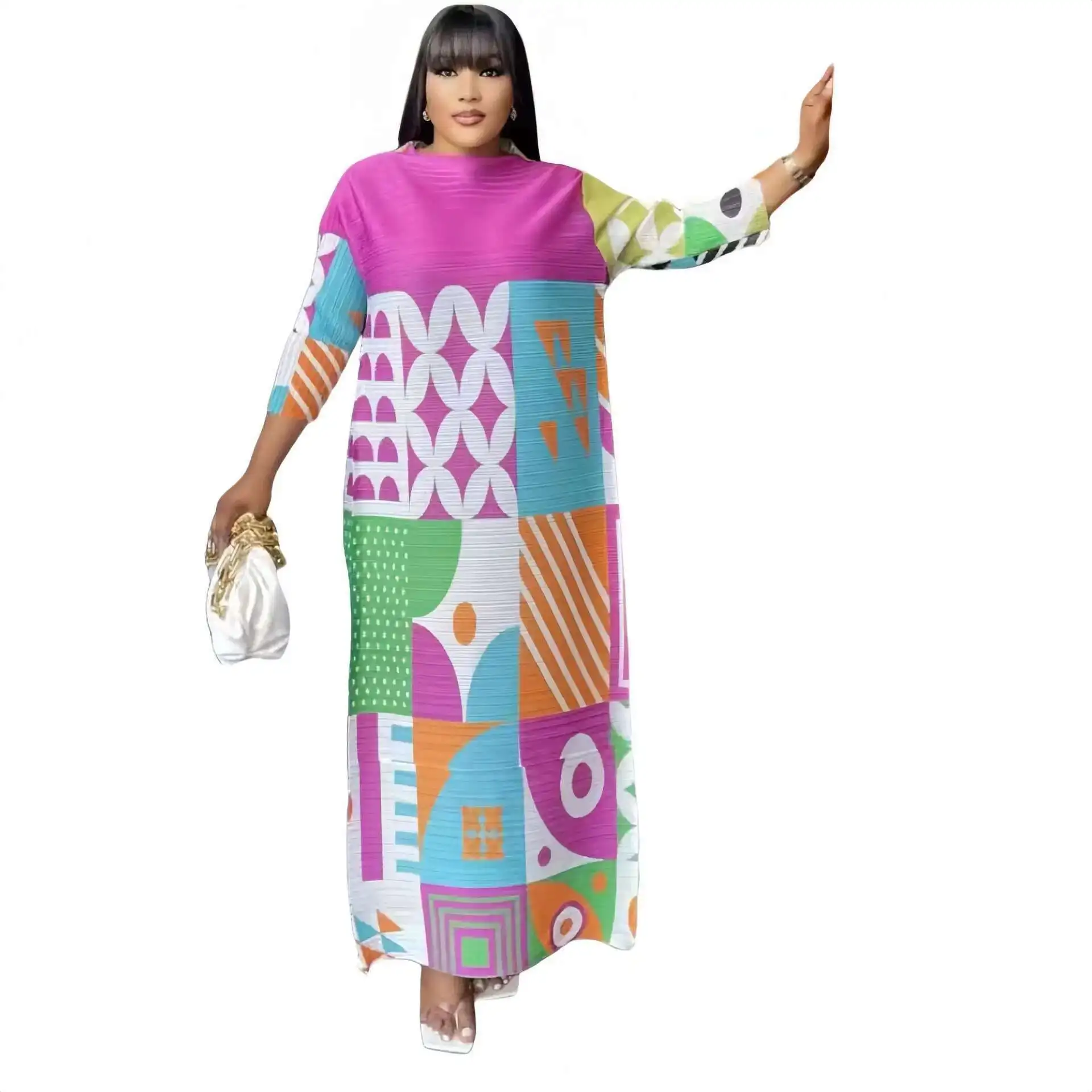 Miyake Fashion Fold Large Women's Round Neck Loose Color Blocked Organ Fold Long Style Temperament Dress
Miyake Fashion Fold Large Women's Round Neck Loose Color Blocked Organ Fold Long Style Temperament Dress