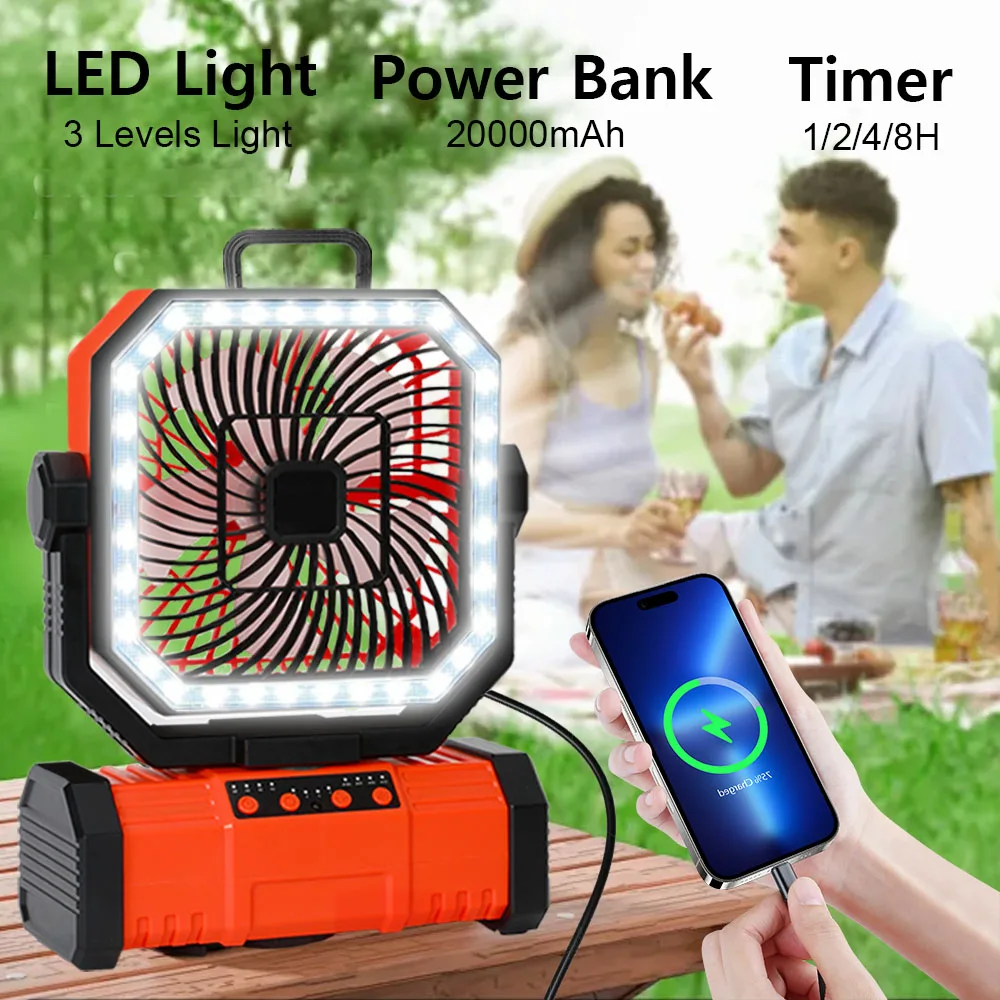20000mAh Camping Fan Battery Operated Fan Portable Rechargeable Desk with LED Light and Hook Outdoor Fan for Tent Car Trip
20000mAh Camping Fan Battery Operated Fan Portable Rechargeable Desk with LED Light and Hook Outdoor Fan for Tent Car Trip