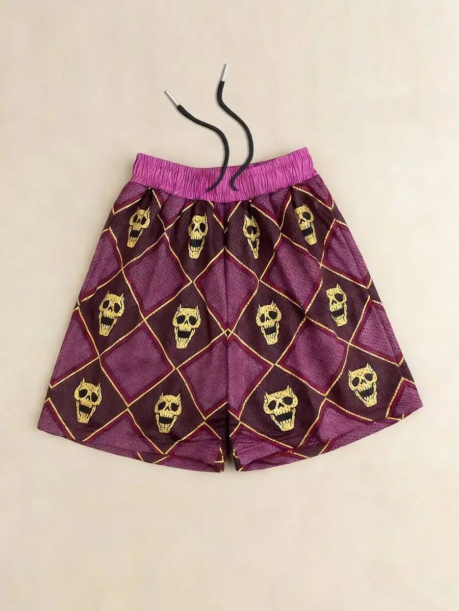 Mens Skull Print Casual Shorts With Drawstring Waist
Mens Skull Print Casual Shorts With Drawstring Waist