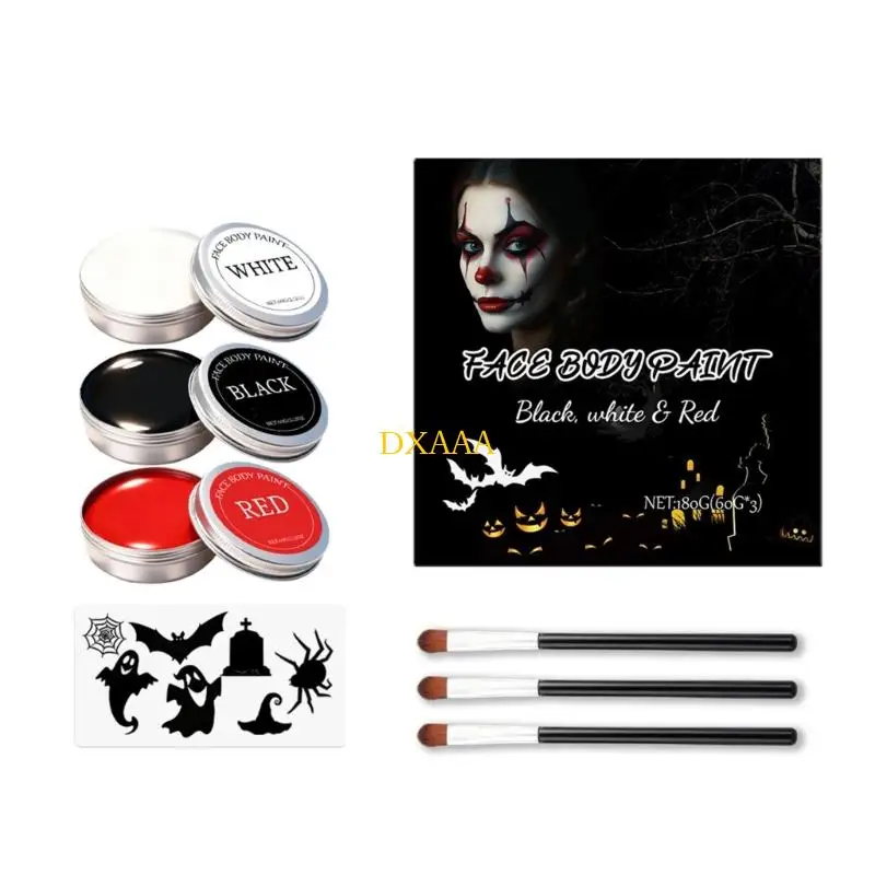DXAA Black + White Face Body Paint Set with Brush Face Paint for Clown Devil Vampires Skeleton Cosplay Makeup
DXAA Black + White Face Body Paint Set with Brush Face Paint for Clown Devil Vampires Skeleton Cosplay Makeup
