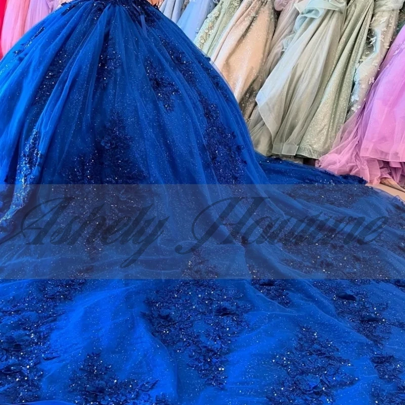 Customized Elegant Royal Blue Women Prom Birthday Party Dress Off Shoulder Floral Applique Sweep Train Vestido De xv Quinceanera
Customized Elegant Royal Blue Women Prom Birthday Party Dress Off Shoulder Floral Applique Sweep Train Vestido De xv Quinceanera