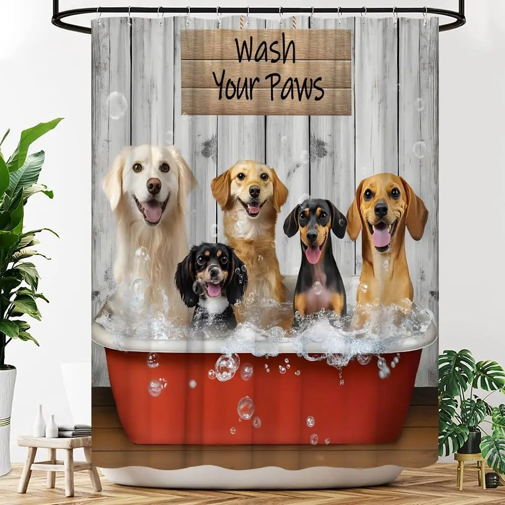 Занавеска для душа с забавными собаками, милые животные в ванне, мыть лапы, домашние животные, деревянная доска, ткань, декор для ванной комнаты, шторы с
Занавеска для душа с забавными собаками, милые животные в ванне, мыть лапы, домашние животные, деревянная доска, ткань, декор для ванной комнаты, шторы с