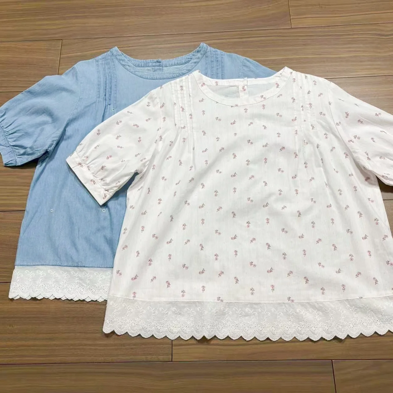 Summer New Style Thin Cotton Lace Trim Short Sleeve Women's Shirt Loose Fit Overhead Sweet Style Japanese Fashion Loose Blouse
Summer New Style Thin Cotton Lace Trim Short Sleeve Women's Shirt Loose Fit Overhead Sweet Style Japanese Fashion Loose Blouse