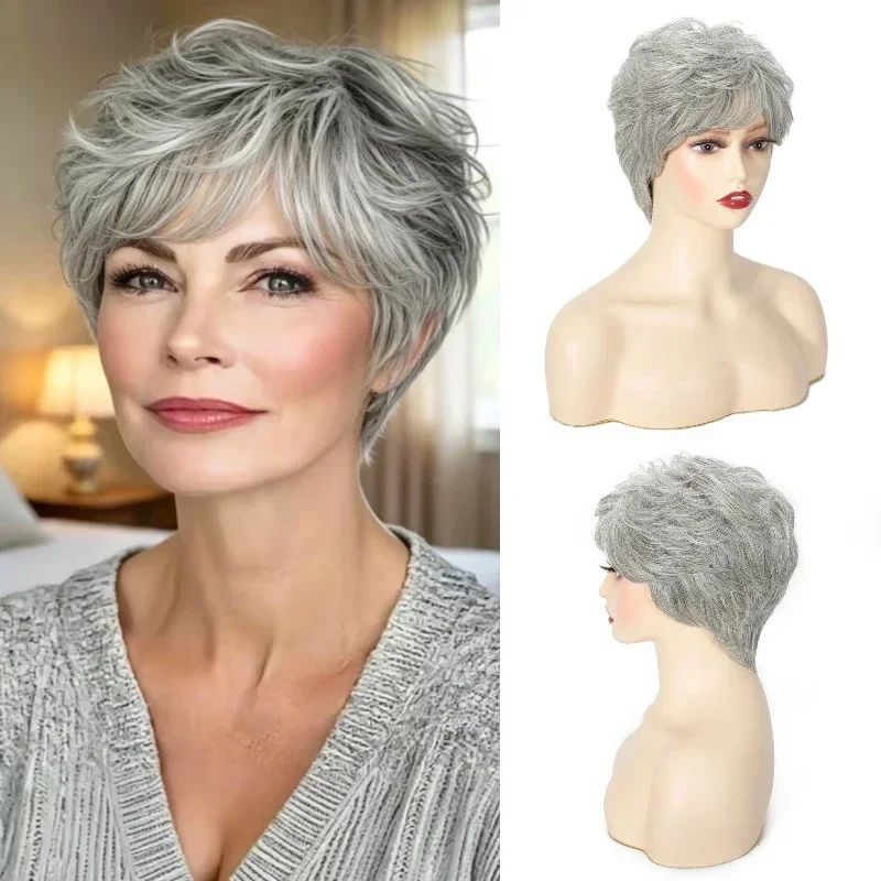 2026 Short Natural Wigs with Bangs Soft Mommy Hair Daily Use Short Grey Ombre Curly Synthetic Hair Costume Party Wig for Women
2026 Short Natural Wigs with Bangs Soft Mommy Hair Daily Use Short Grey Ombre Curly Synthetic Hair Costume Party Wig for Women