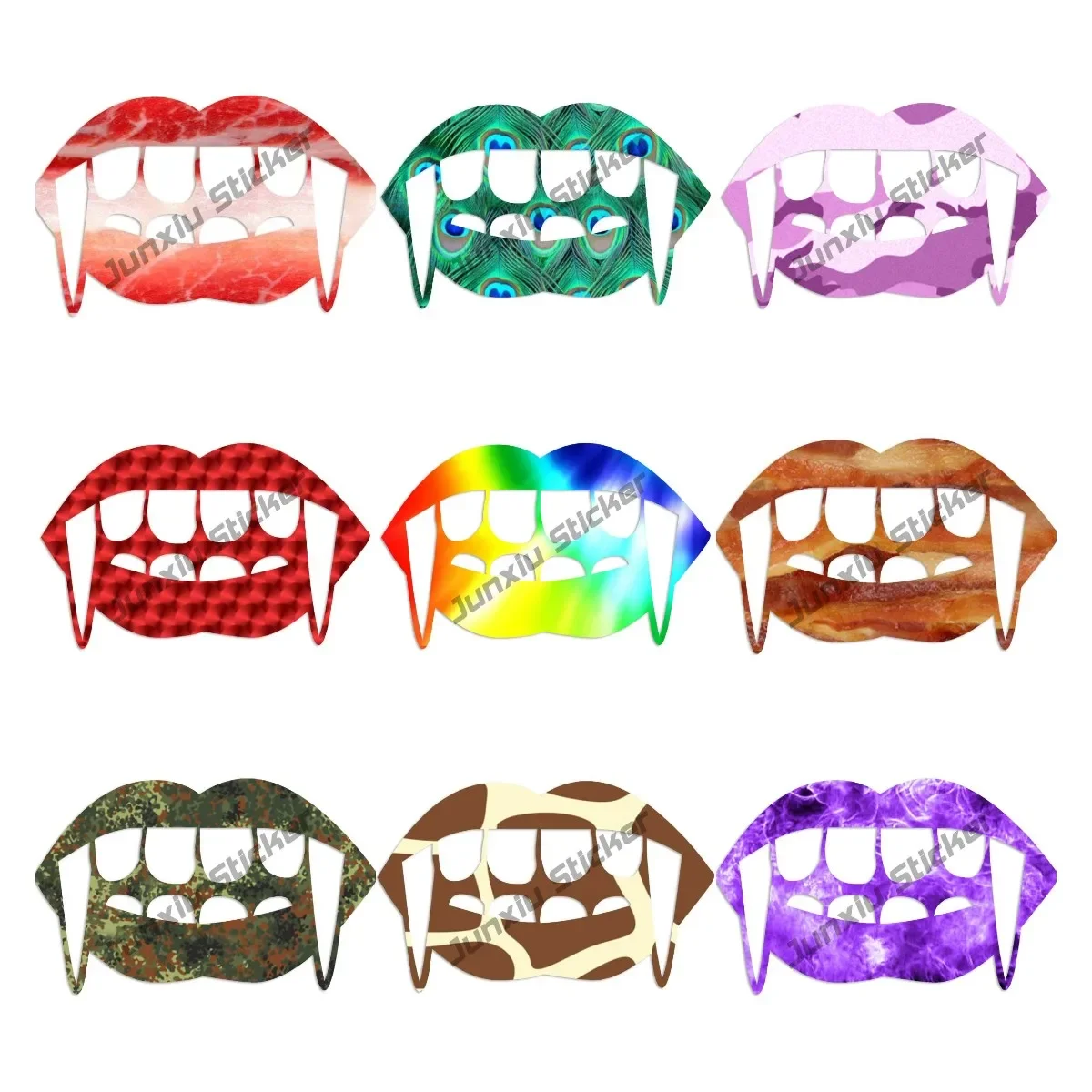 Vampire Fangs Lips Decal Creative Reflective Silver Cover Scratches Decoration Stickers for Car Bumper Window Phone Trunk Guitar
Vampire Fangs Lips Decal Creative Reflective Silver Cover Scratches Decoration Stickers for Car Bumper Window Phone Trunk Guitar