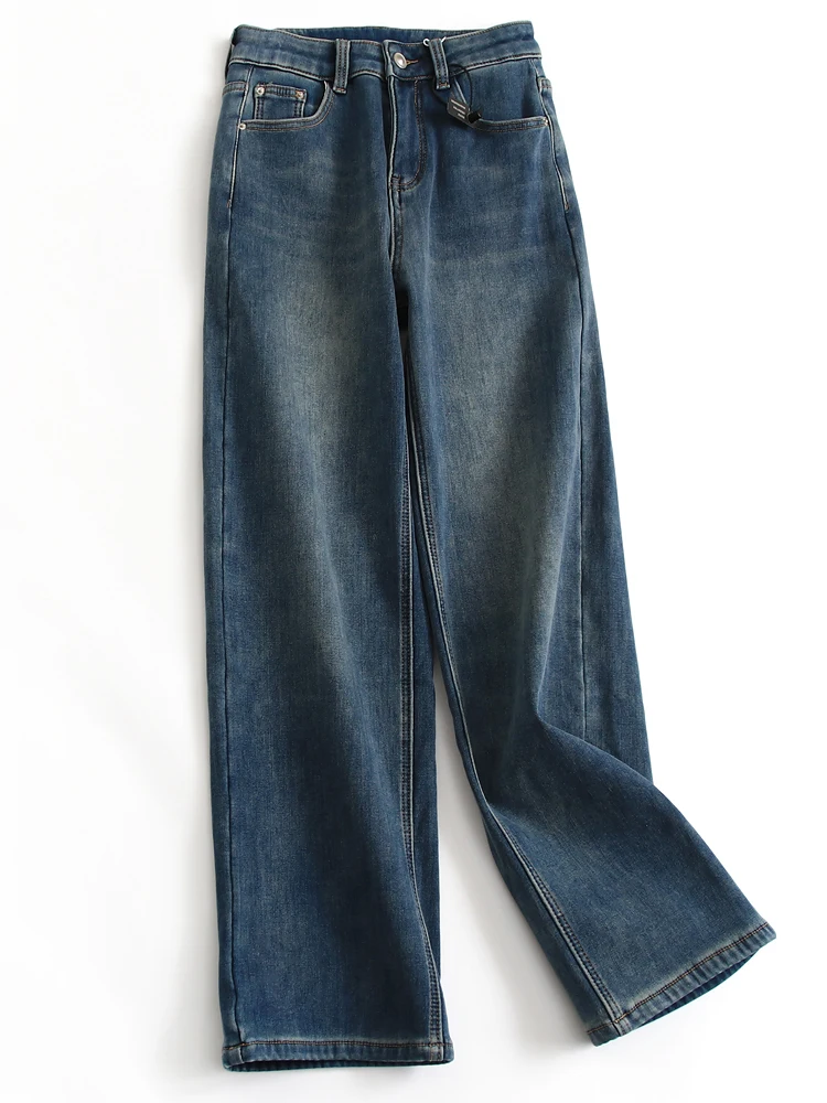 High Waist Straight Leg Jeans Women's Fleece Lined Thickened Washed Slimming Winter New Style Versatile Denim Pants G957
High Waist Straight Leg Jeans Women's Fleece Lined Thickened Washed Slimming Winter New Style Versatile Denim Pants G957