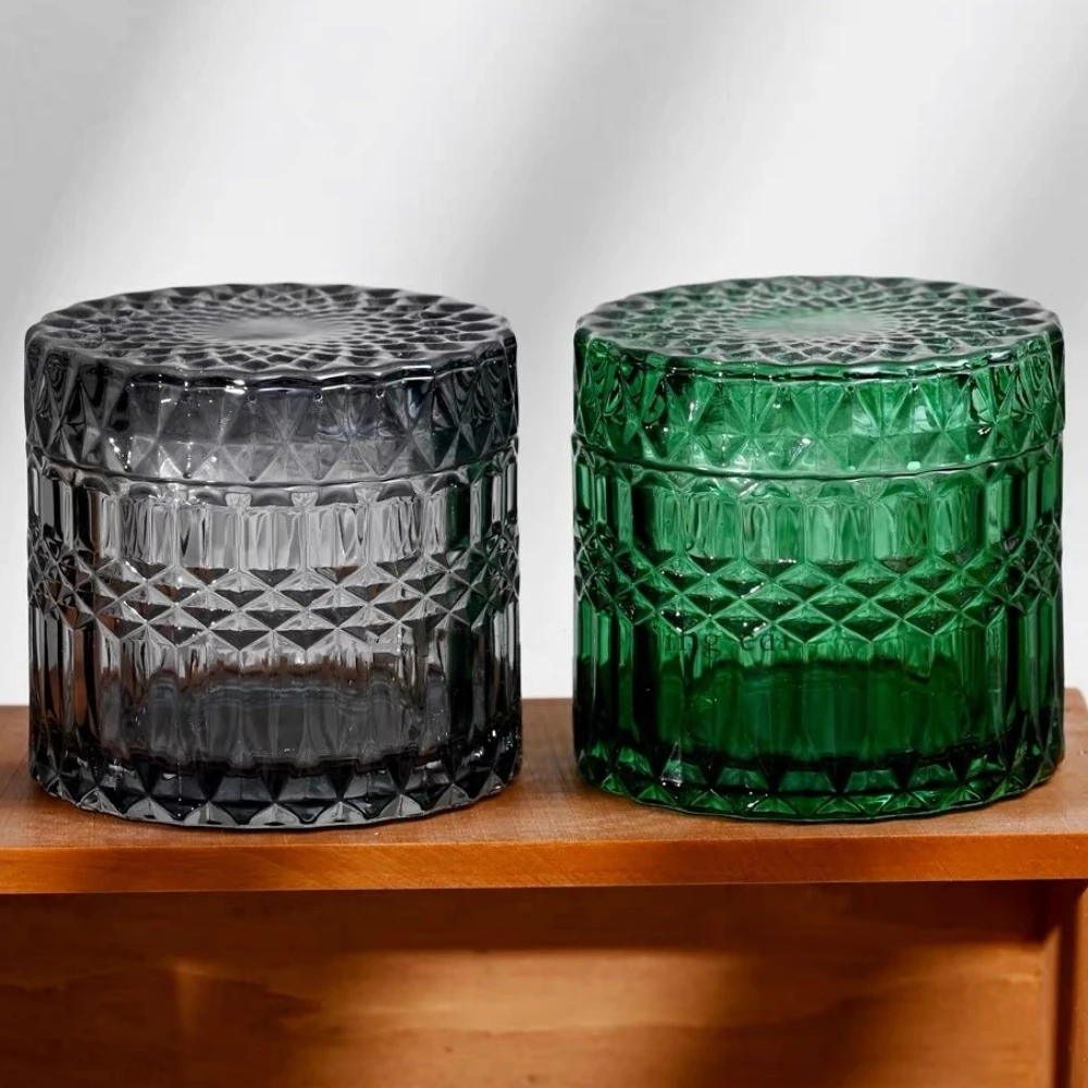 Multicolor Crystal Glass Storage Jar,Candy Glass Jar with Lid Aromatherapy Candlestick Container Home Dressing Table Decoration
Multicolor Crystal Glass Storage Jar,Candy Glass Jar with Lid Aromatherapy Candlestick Container Home Dressing Table Decoration