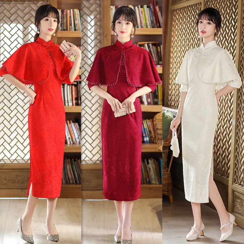 Синтетическая кружевная шаль Cheongsam Qi Pao, костюм на весну и осень, новое улучшение моды, свадебное красное платье для молодых леди
Синтетическая кружевная шаль Cheongsam Qi Pao, костюм на весну и осень, новое улучшение моды, свадебное красное платье для молодых леди