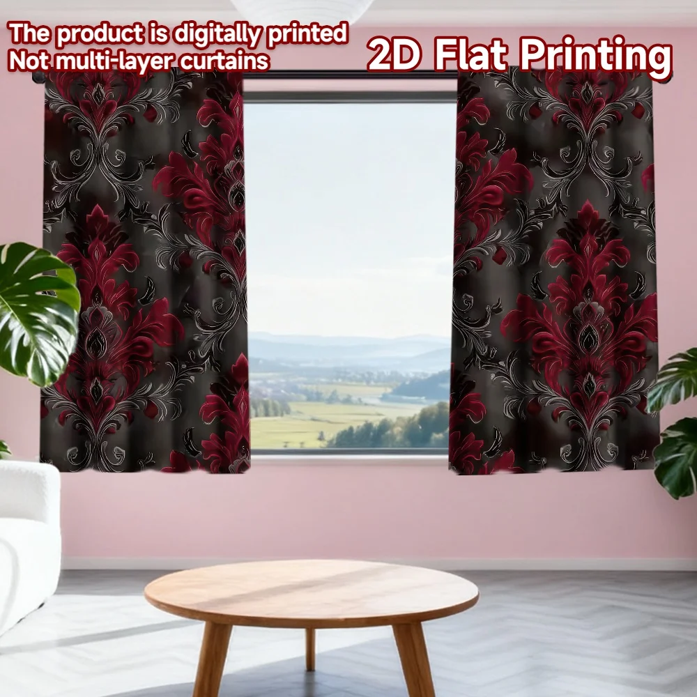 2D flat printing 2pcs Window Curtains Red Floral Motif Digital Printed Polyester Drapes Party Decorations for Indoor
2D flat printing 2pcs Window Curtains Red Floral Motif Digital Printed Polyester Drapes Party Decorations for Indoor