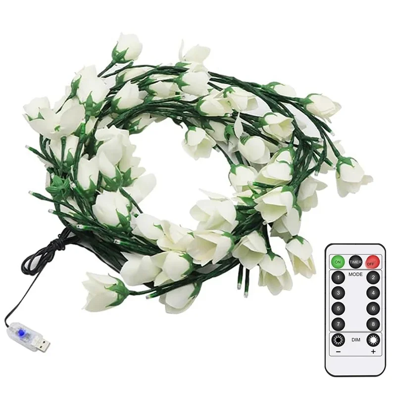 LED Flexible Lily of the Valley Vine Light with Remote Control USB Powered 8 Adjustable Modes Warm White Glow Home Holiday Decor
LED Flexible Lily of the Valley Vine Light with Remote Control USB Powered 8 Adjustable Modes Warm White Glow Home Holiday Decor