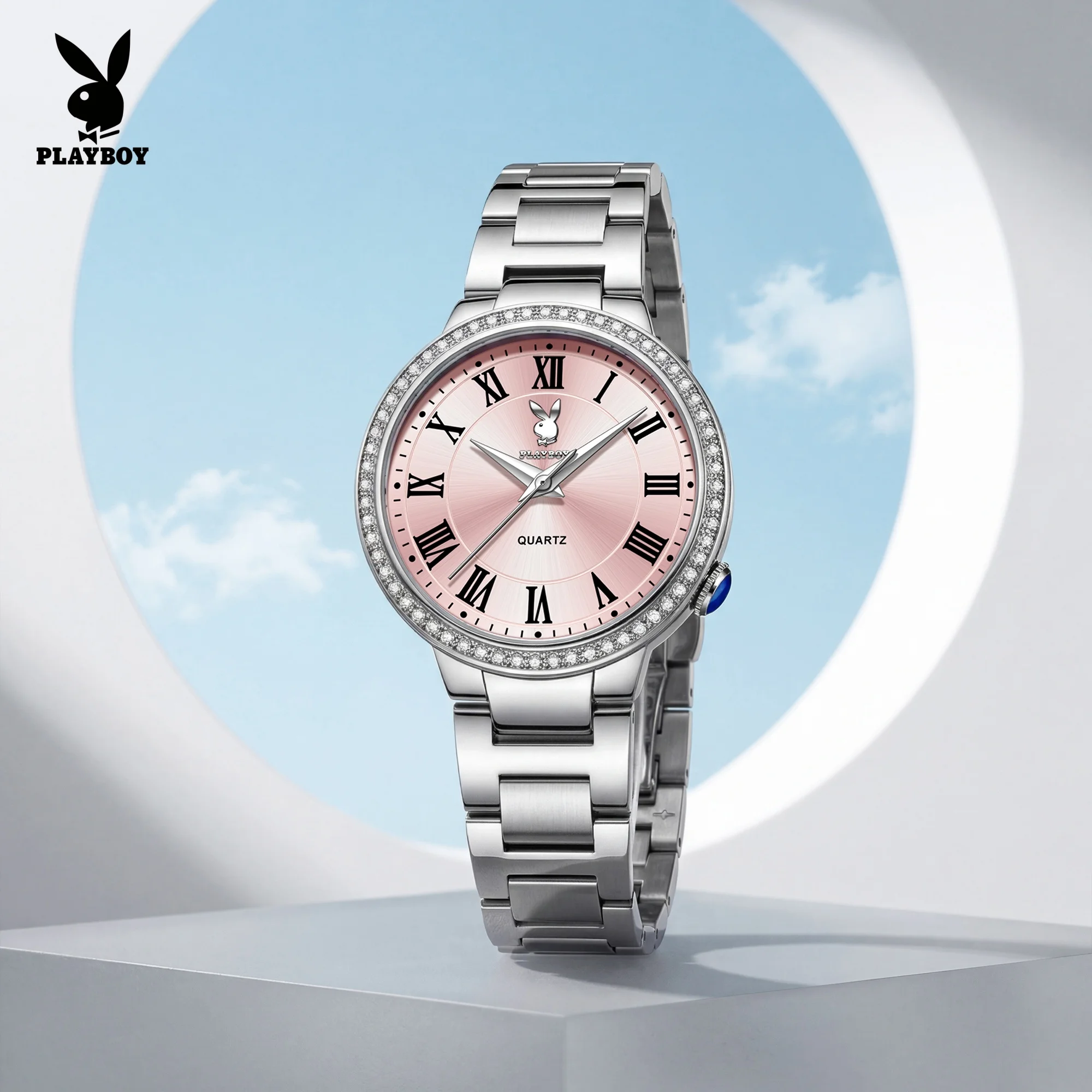 PLAYBOY 3910 Luxury Brand Women's Quartz Watch Stainless Steel Numerals Crystal Bezel Elegant Wristwatch Hot Selling Gift Watch
PLAYBOY 3910 Luxury Brand Women's Quartz Watch Stainless Steel Numerals Crystal Bezel Elegant Wristwatch Hot Selling Gift Watch