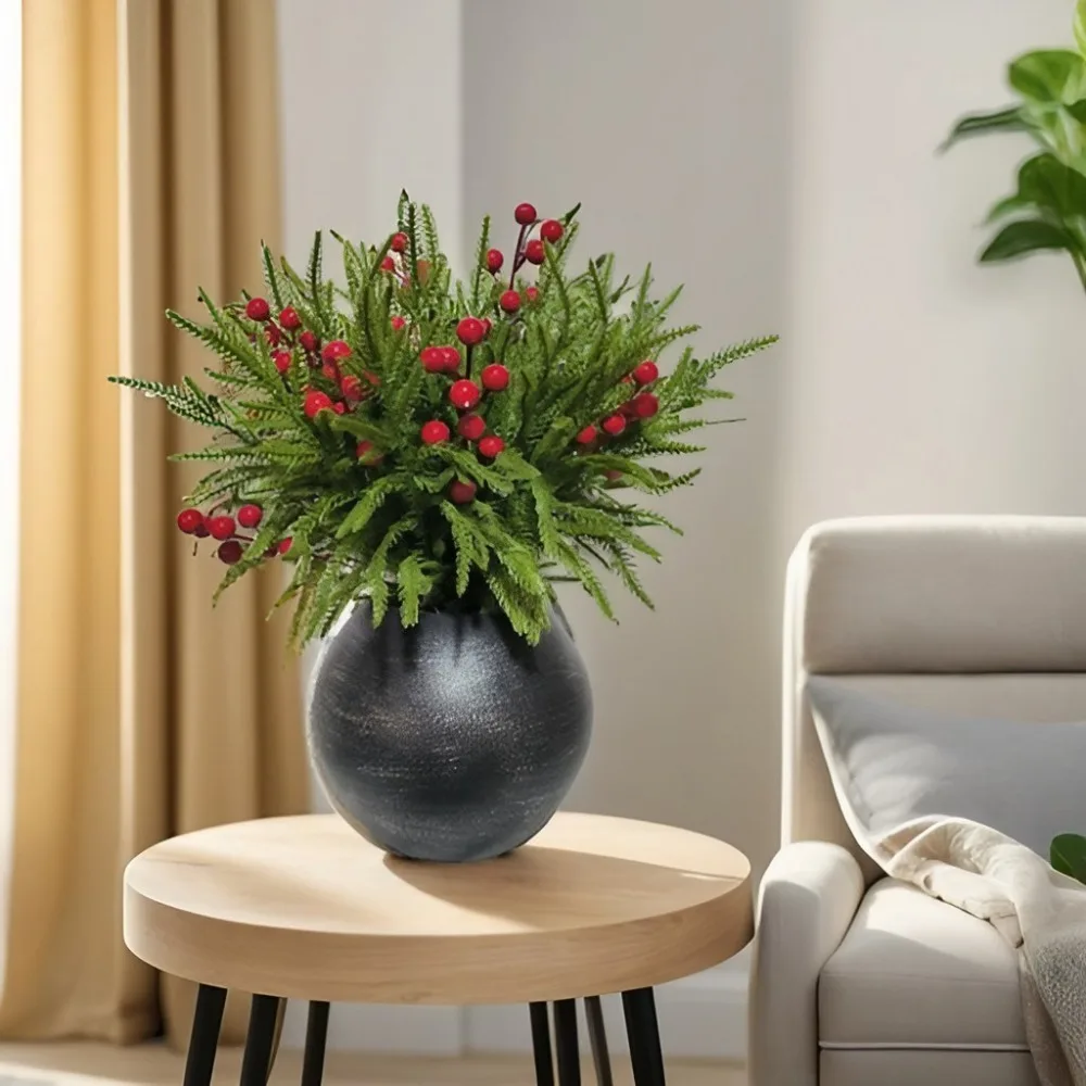 40cm Artificial Pine Branch with Red Berries in Black Pot, Lifelike Holiday Decor for Home & Office
40cm Artificial Pine Branch with Red Berries in Black Pot, Lifelike Holiday Decor for Home & Office