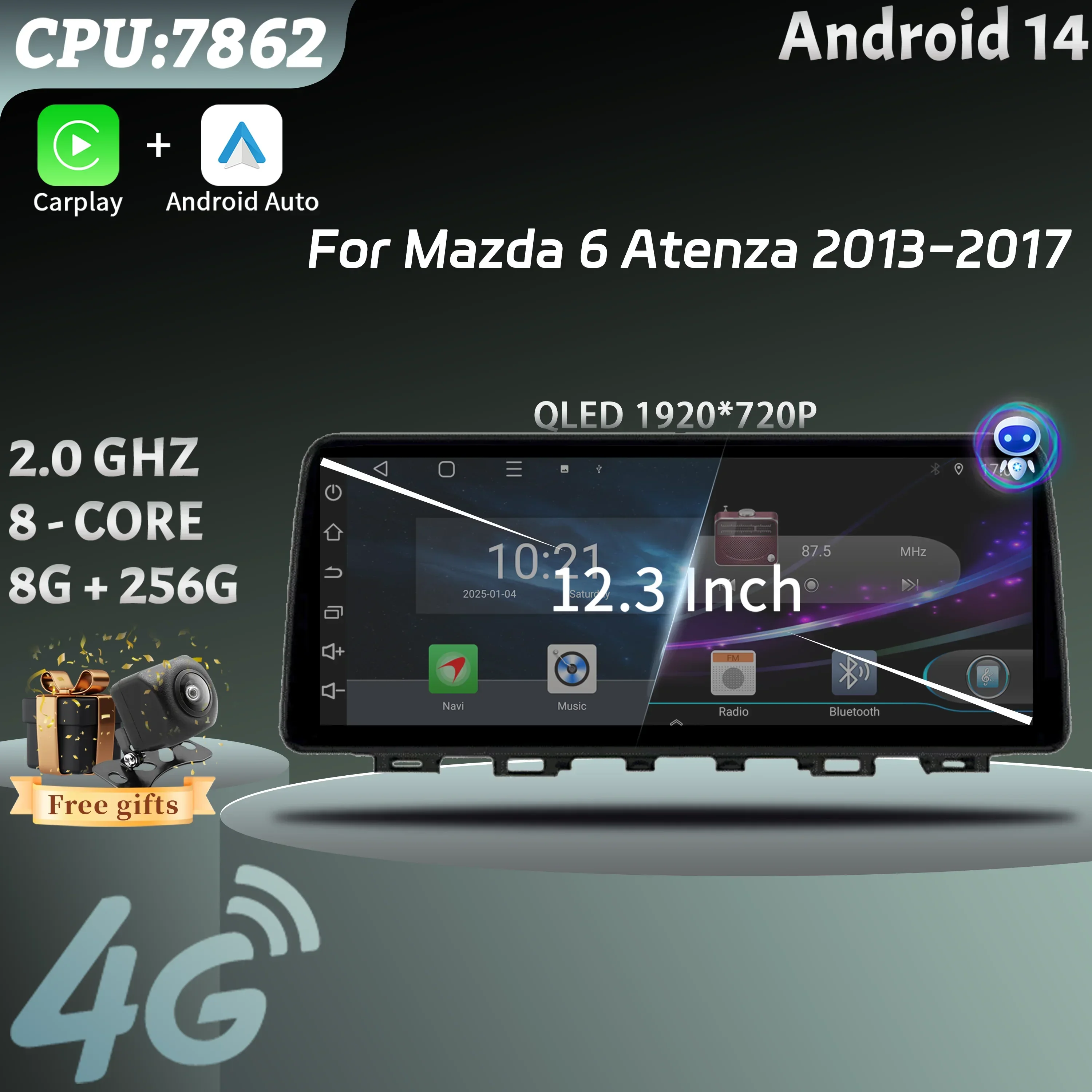12.3 inch For Mazda 6 Atenza 2013-2017 Android Car Radio Multimedia Wireless Carplay Multimedia Navigation Stereo Touch Screen
12.3 inch For Mazda 6 Atenza 2013-2017 Android Car Radio Multimedia Wireless Carplay Multimedia Navigation Stereo Touch Screen