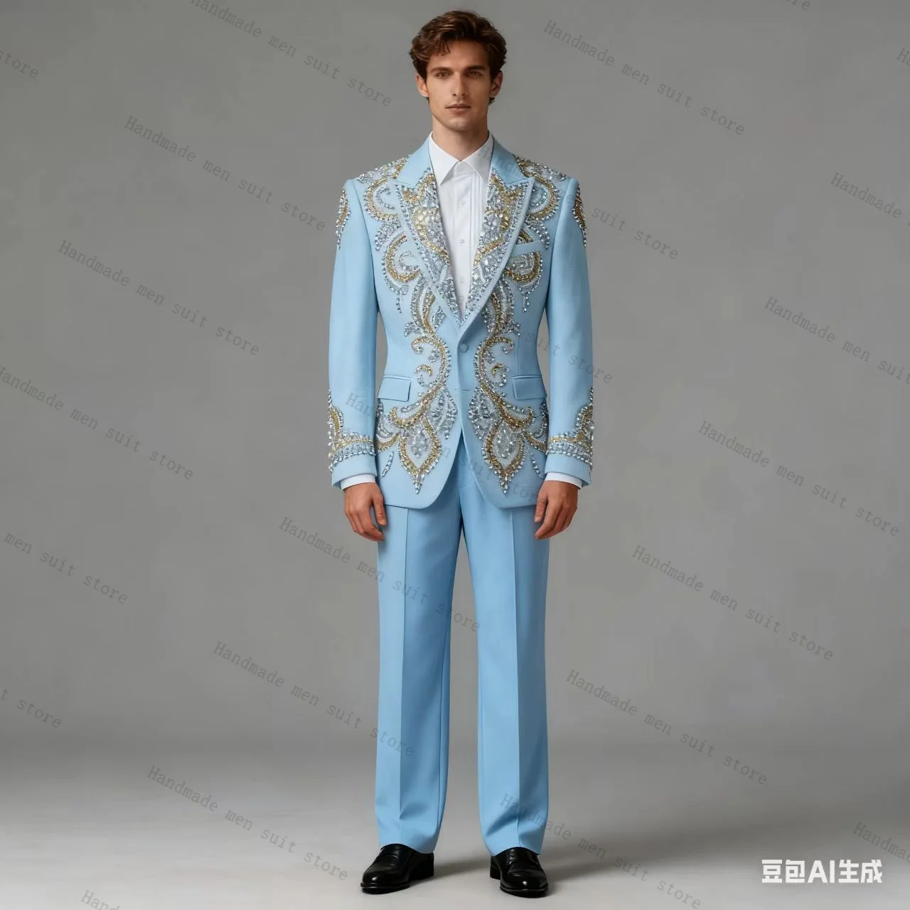 Light Blue Men Suit Set 2 Piece Crystals Blazer+Pants Prom Wedding Tuxedos Coat Cotton Customized Formal Office Business Jacket
Light Blue Men Suit Set 2 Piece Crystals Blazer+Pants Prom Wedding Tuxedos Coat Cotton Customized Formal Office Business Jacket