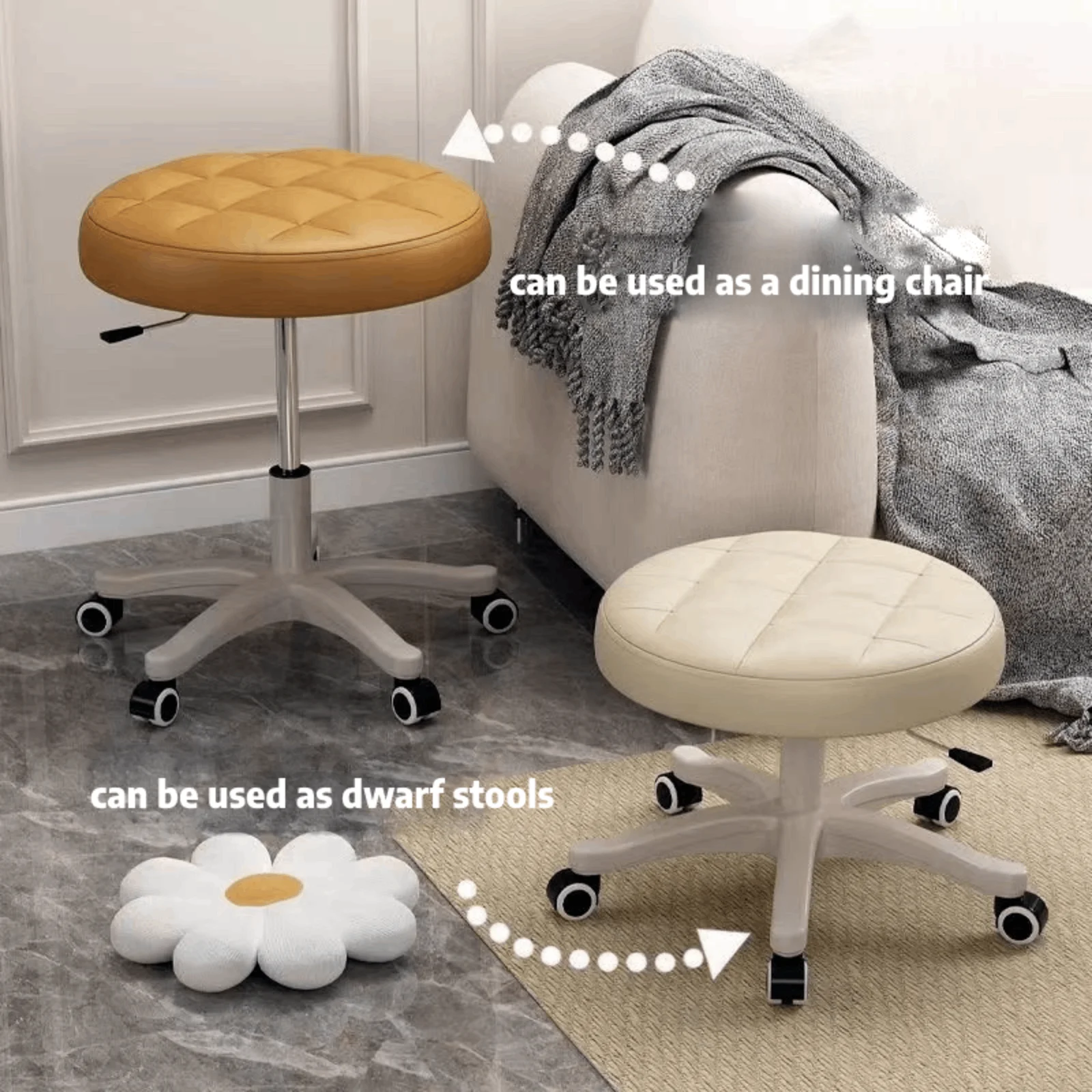 PU Leather Round Rolling Stool Drafting Bar Stool with Wheels Rolling Swivel Height Adjustable SPA Stool for Barbershop, SPA
PU Leather Round Rolling Stool Drafting Bar Stool with Wheels Rolling Swivel Height Adjustable SPA Stool for Barbershop, SPA