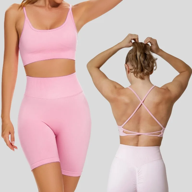 Women Two Piece Gym Workout Set Female Cross Bra Yoga Sets 2ps Shorts Fitness Wear Women Quick-Dry Camisole Sports Bra Suits
Women Two Piece Gym Workout Set Female Cross Bra Yoga Sets 2ps Shorts Fitness Wear Women Quick-Dry Camisole Sports Bra Suits
