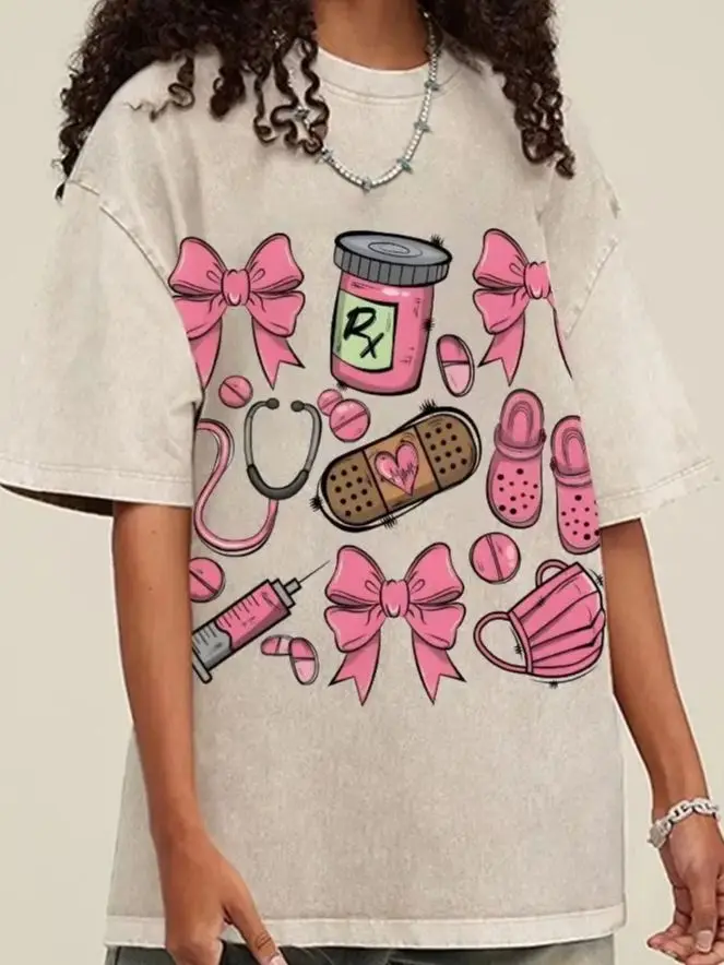 Nurse Elements, Pink, Y2k Graphic Tee, Women's Oversized T-Shirt, Cute Hand-Painted Bunny, Korean Style Art, Summer 2025 Top
Nurse Elements, Pink, Y2k Graphic Tee, Women's Oversized T-Shirt, Cute Hand-Painted Bunny, Korean Style Art, Summer 2025 Top