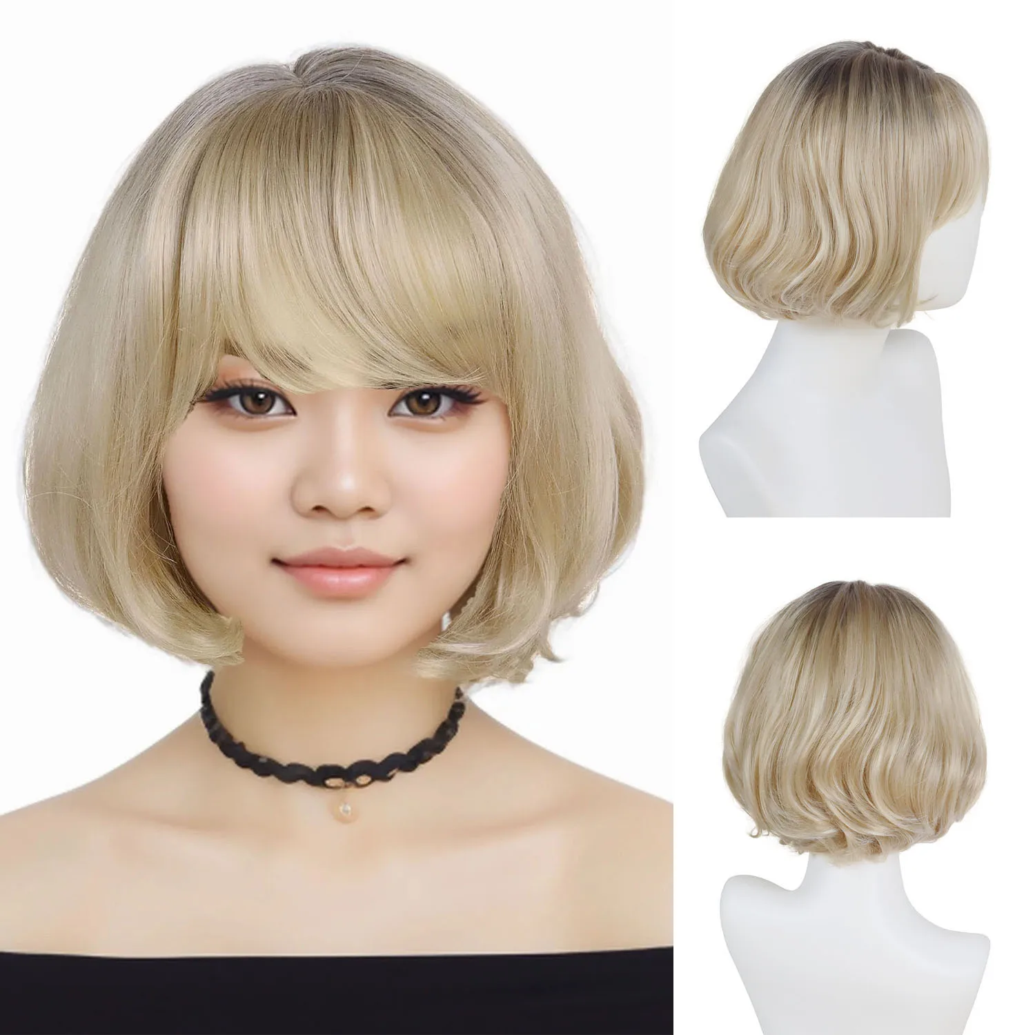 Synthetic Bob Wig for Women 12 Inch Short Ombre Blonde Wigs with Bangs Daily Casual Mommy Wig Gifts Patient Hair Heat Resistant
Synthetic Bob Wig for Women 12 Inch Short Ombre Blonde Wigs with Bangs Daily Casual Mommy Wig Gifts Patient Hair Heat Resistant