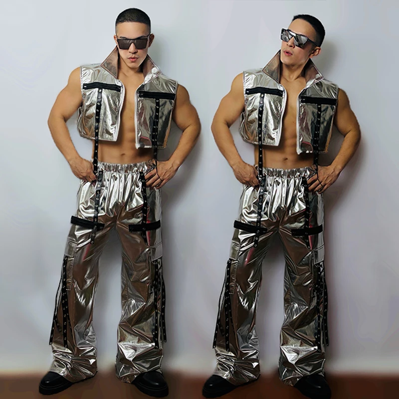 Men's Hip Hop Costumes Jazz Dance Outfit Man Stage Silver Suit Nightclub Ds Dj Performance Wear Gogo Party Show Clothes VDL4933
Men's Hip Hop Costumes Jazz Dance Outfit Man Stage Silver Suit Nightclub Ds Dj Performance Wear Gogo Party Show Clothes VDL4933
