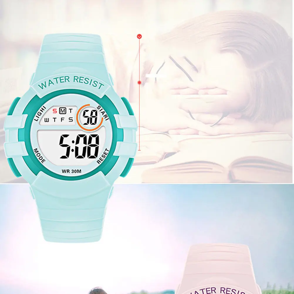 Kids Watch Digital Sports Wristwatch Unisex Eco-Friendly Tpu Adjustable Strap Light Blue Case Green Dial Waterproof Luminous
Kids Watch Digital Sports Wristwatch Unisex Eco-Friendly Tpu Adjustable Strap Light Blue Case Green Dial Waterproof Luminous