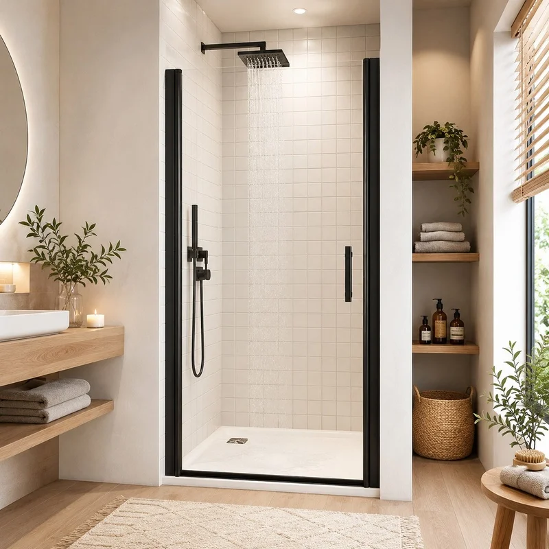35.4" W x 72" H Framed Pivot Shower Door, 6mm Clear Tempered Glass, Safety Film, Nano Coating, Magnetic Seal, Matte Black Finish
35.4" W x 72" H Framed Pivot Shower Door, 6mm Clear Tempered Glass, Safety Film, Nano Coating, Magnetic Seal, Matte Black Finish