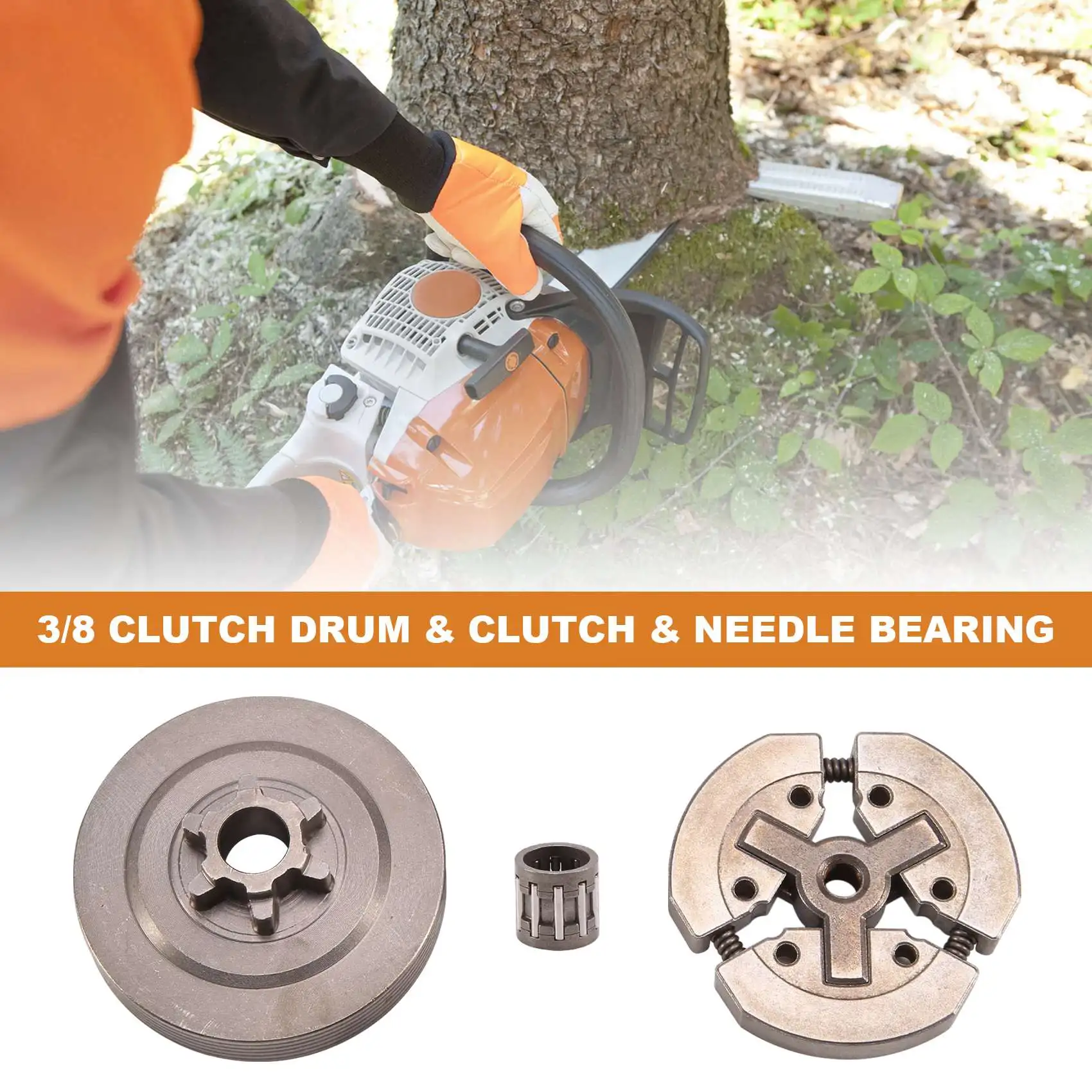 Y17A 3/8 Clutch Drum & Clutch & Needle Bearing Fit for Chinese Chainsaw 3800
Y17A 3/8 Clutch Drum & Clutch & Needle Bearing Fit for Chinese Chainsaw 3800