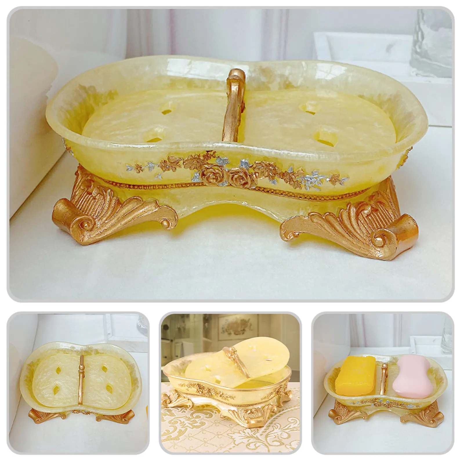 Dreamy Vintage Style Ceramic Soap Dish with Drain Holes Four Anti Slip Feet Elegant Floral Pattern Decorative Soap Holder Box
Dreamy Vintage Style Ceramic Soap Dish with Drain Holes Four Anti Slip Feet Elegant Floral Pattern Decorative Soap Holder Box