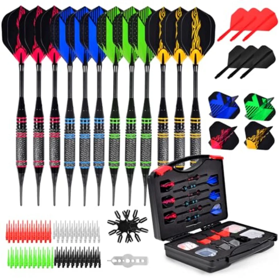 Darts Plastic Tips, Soft Tip Darts for Electronic Dart Board, 12Pcs 18Gram with 120 Extra Tips
Darts Plastic Tips, Soft Tip Darts for Electronic Dart Board, 12Pcs 18Gram with 120 Extra Tips