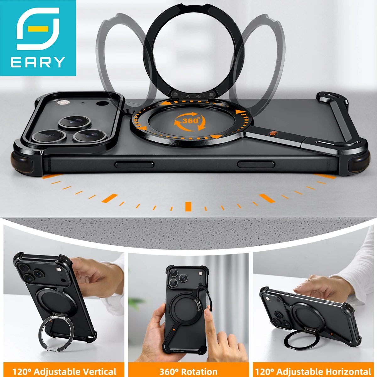 Eary Z-Shape Metal Phone Case for iPhone 17 Pro Max/17 Pro/17 Air with Ring Kickstand 360°Rotate Magnetic Protector Shockproof
Eary Z-Shape Metal Phone Case for iPhone 17 Pro Max/17 Pro/17 Air with Ring Kickstand 360°Rotate Magnetic Protector Shockproof