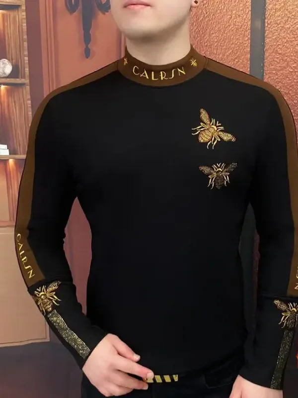 Мужская толстовка с флисовой подкладкой и вышивкой в виде пчелы, приталенная, черная, модная, повседневная, с длинным рукавом, для делового стиля, для джентльменов
Мужская толстовка с флисовой подкладкой и вышивкой в виде пчелы, приталенная, черная, модная, повседневная, с длинным рукавом, для делового стиля, для джентльменов